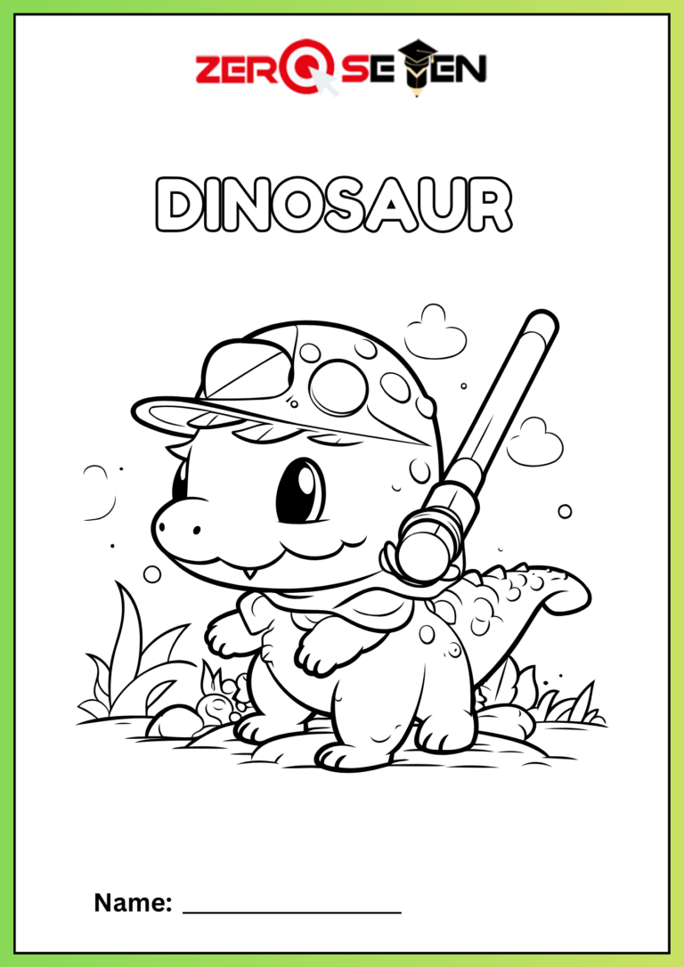 Baseball Dinosaur Coloring Page