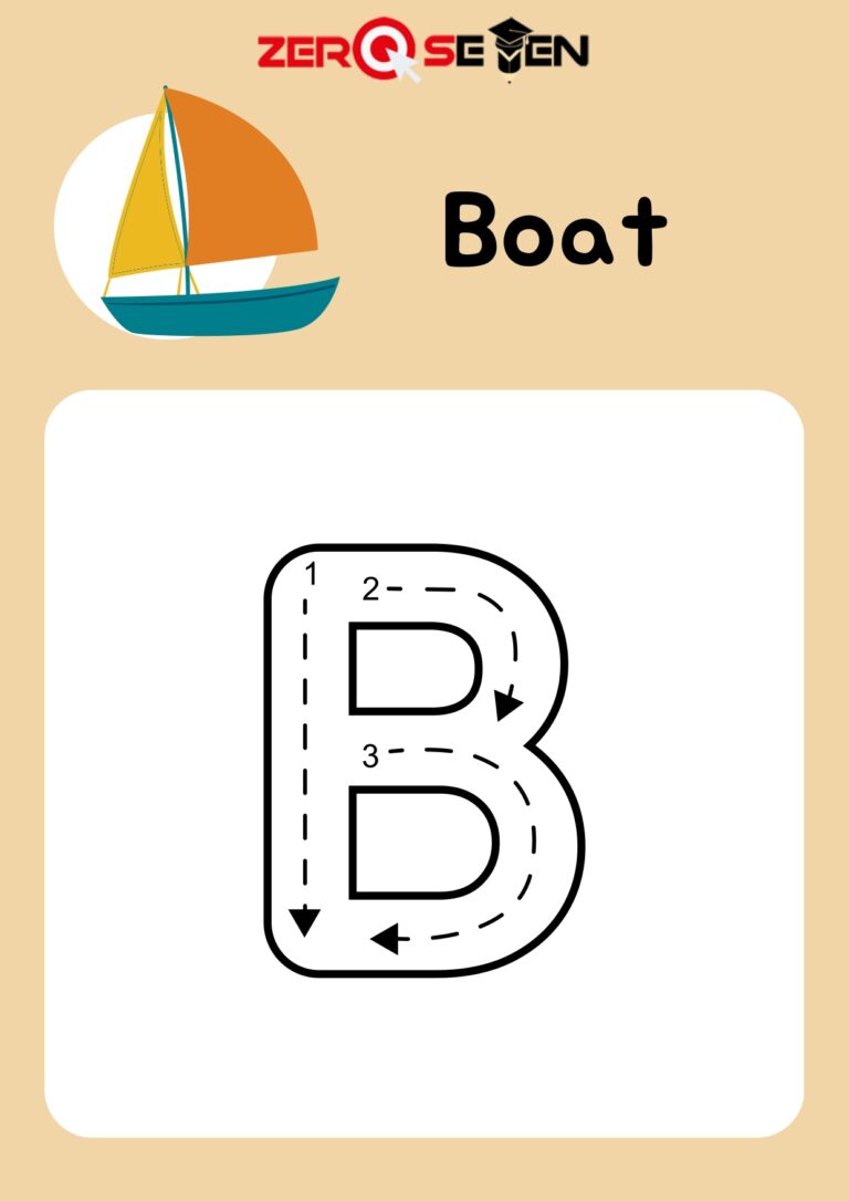 Letter B Tracing Worksheet with Boat