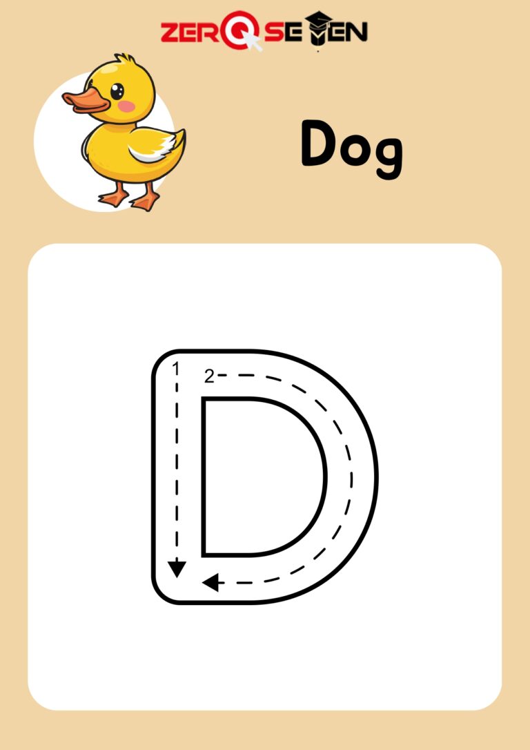 Letter  D Tracing Worksheet with Dog