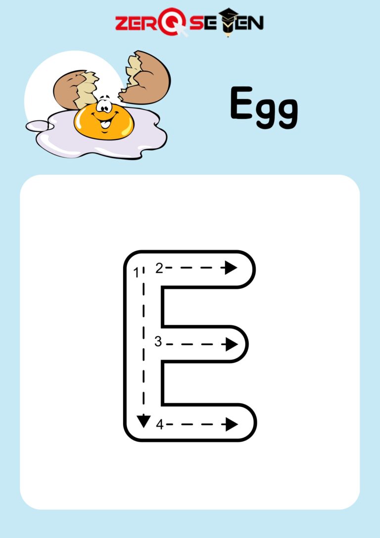 Letter E Tracing Worksheet with Egg