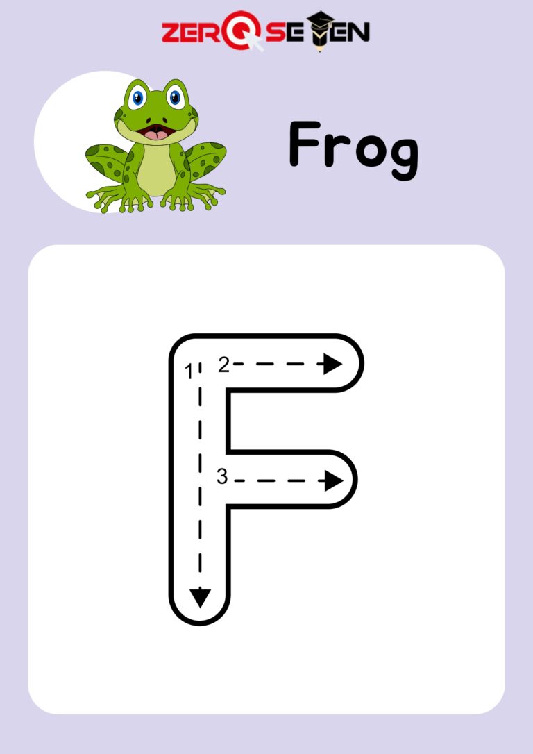 Letter F Tracing Worksheet with Frog