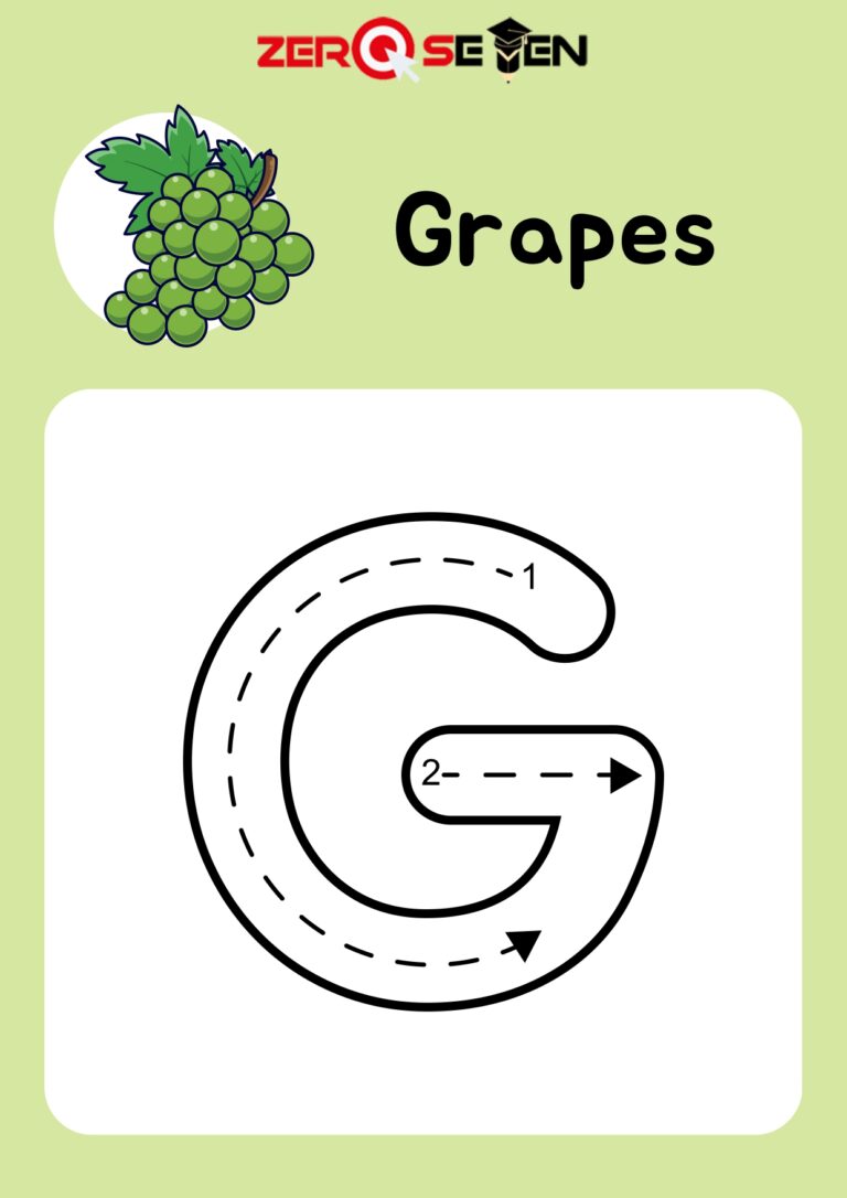 Letter G Tracing Worksheet with Grapes