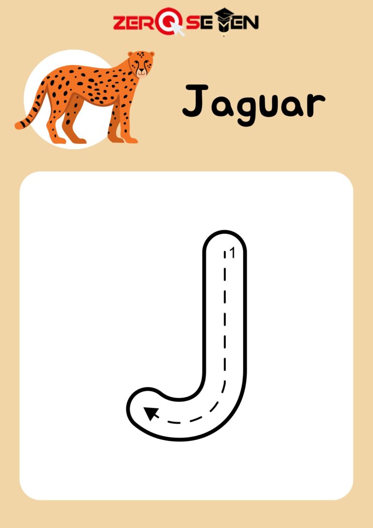 Letter J Tracing Worksheet with Jaguar