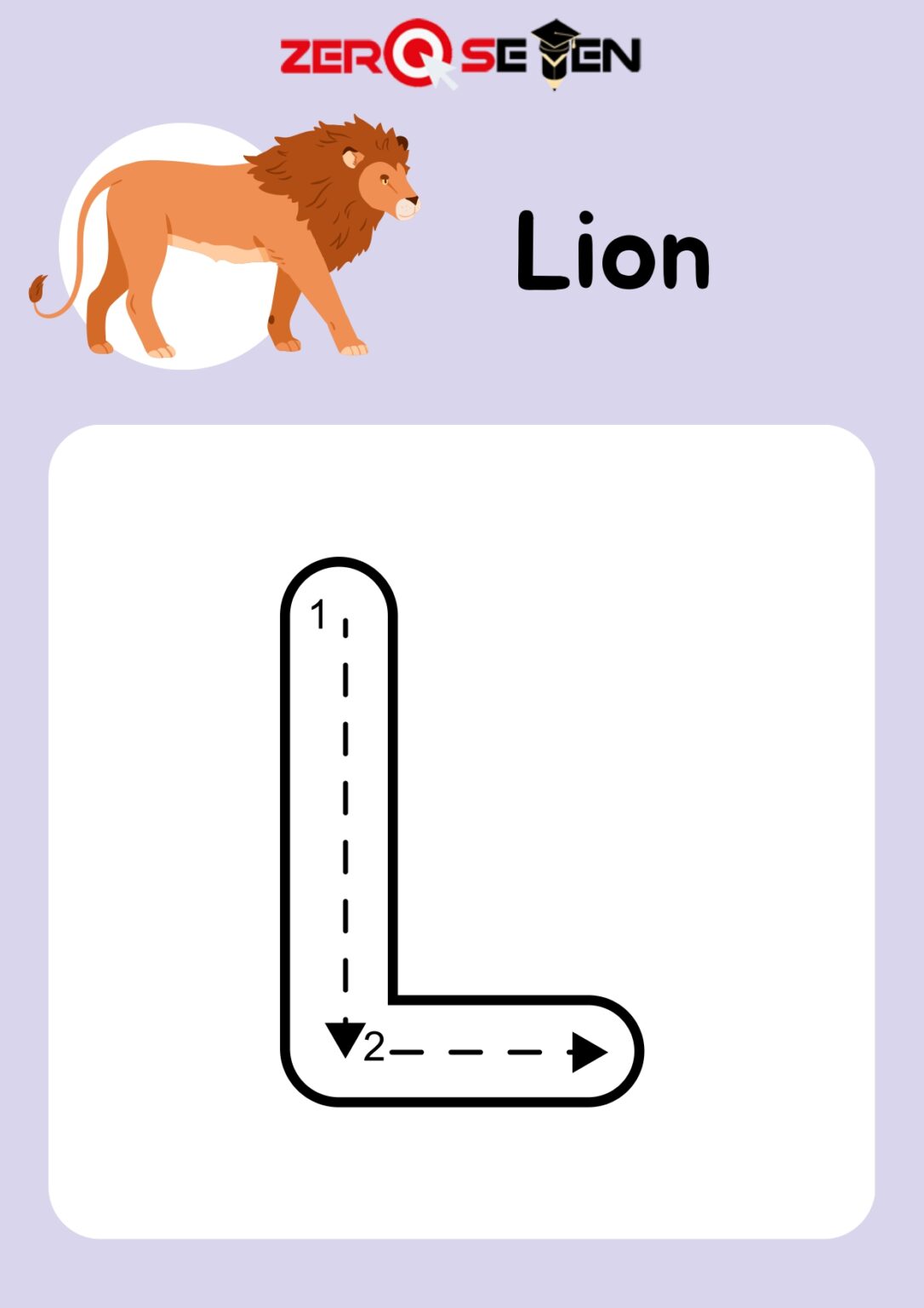 Letter L Tracing Worksheet with Lion - Zero se Ten Blog