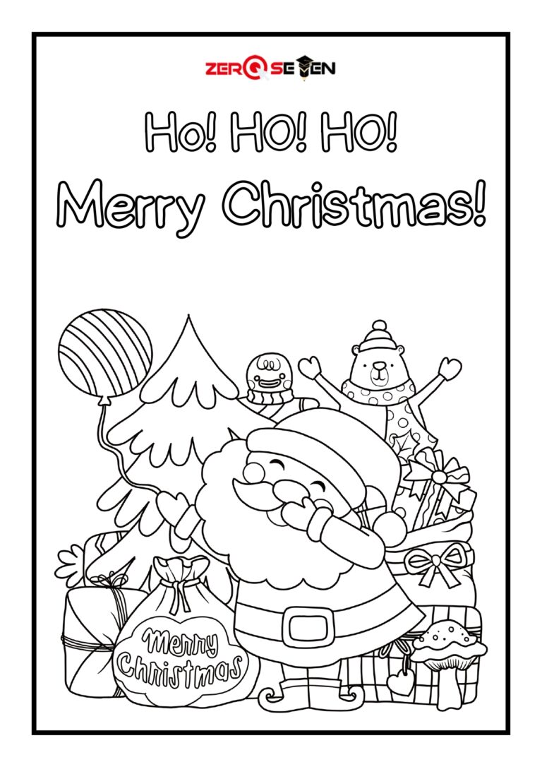 Merry Christmas Coloring Worksheet for Kids