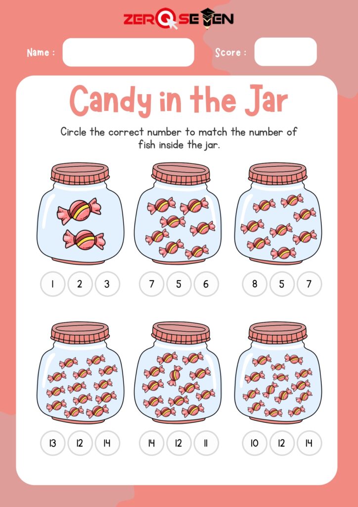 Candy in the Jar Counting Worksheet (1–15) - Zero se Ten Blog